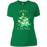 Merry Catmas Funny Cool Christmas Mug PINGPONG - Ladies' Boyfriend T-Shirt