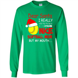 Dear Santa I Really Did Try To Be A Nice Softball Mom T-Shirt - Long Sleeve T-Shirt