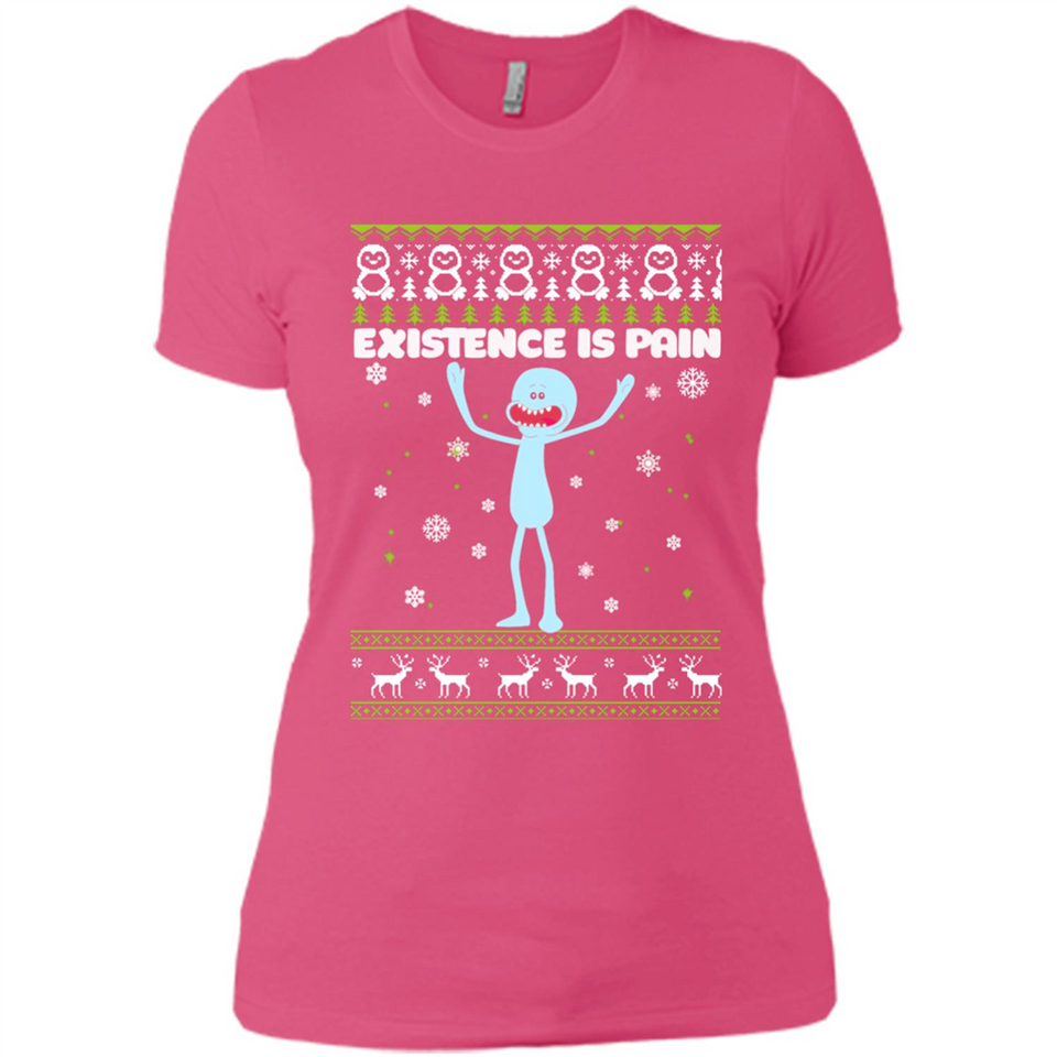 Mr Meeseeks Xistence Is Pain Ugly Christmas - Ladies' Boyfriend T-Shirt