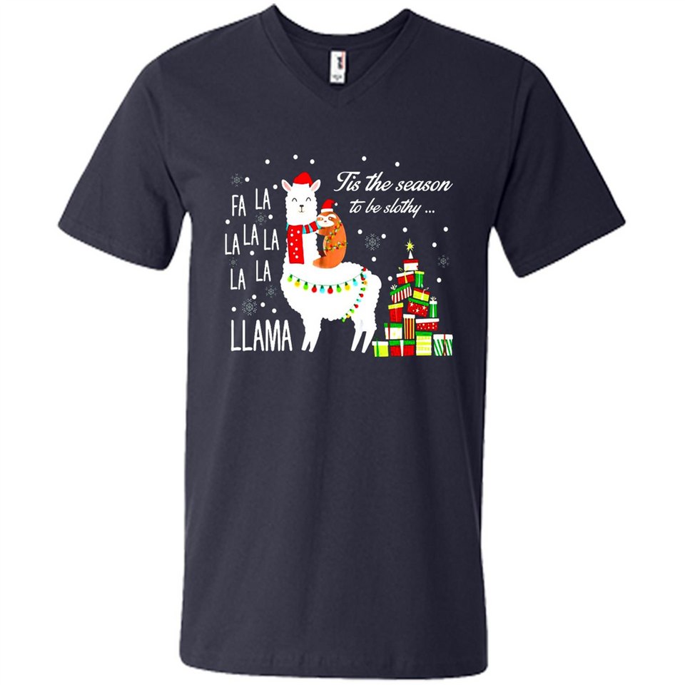 Llama Tis the season to be slothy Christmas sweatshirt PINGPONG - Men's V-Neck
