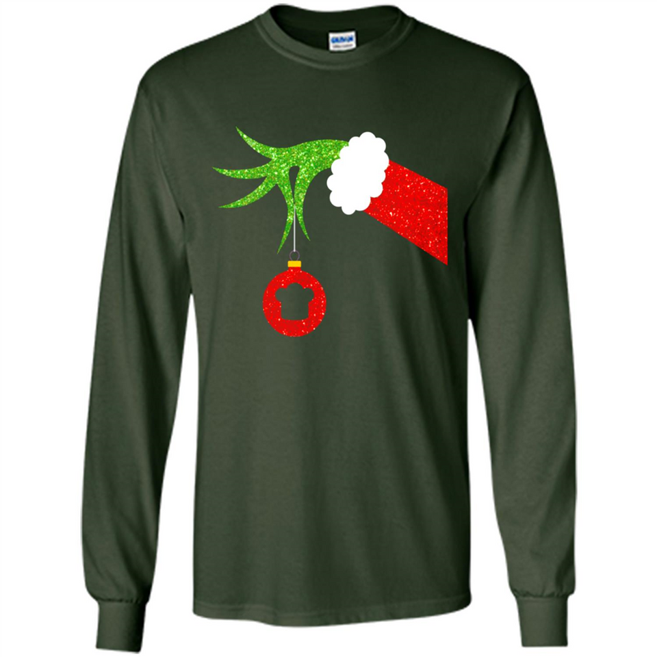 Funny Grinch Hand Holding Chef Ornament Christmas PING PONG