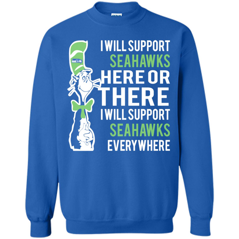 Shirt For Dr Seuss Cat And Seattle Seahawks Fans - Sweatshirt