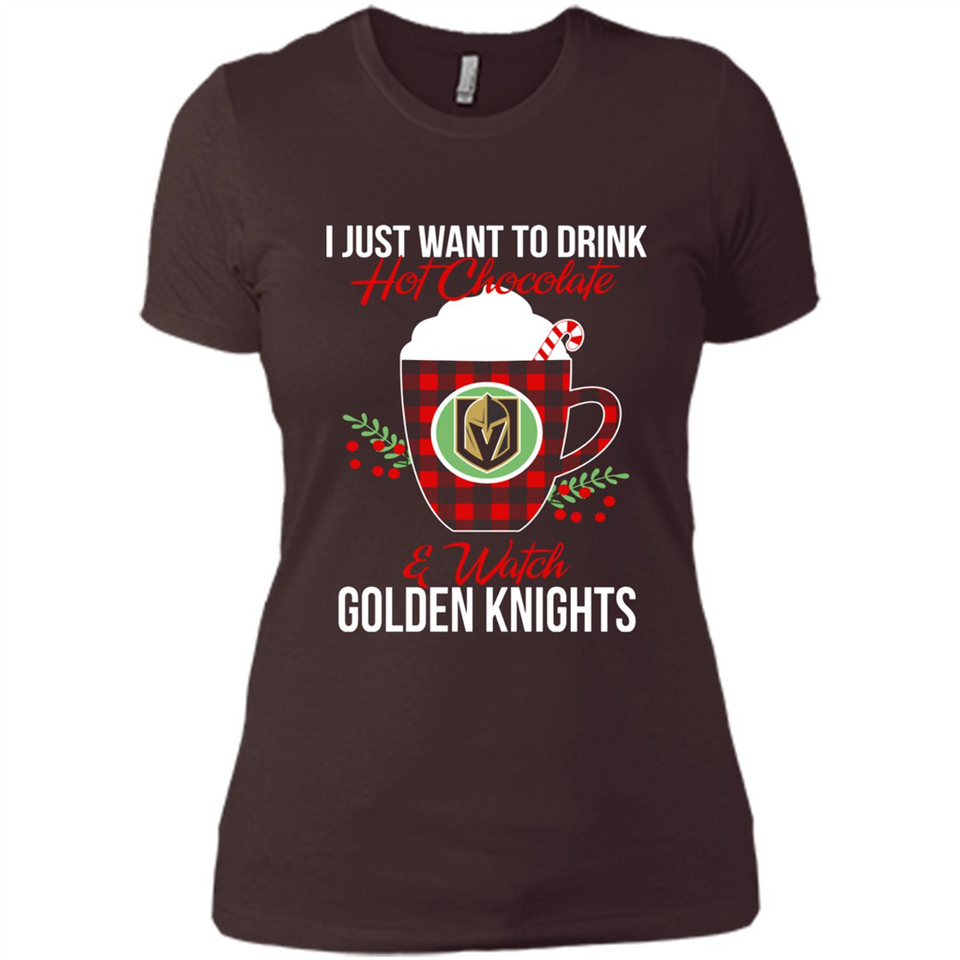 I Just Want To Drink Hot Chocolate & Watch Vegas Golden Knights Ugly Christmas Sweater PINGPONG