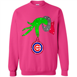GRINCH HAND HOLDING CHICAGO CUBS GLITTER CHRISTMAS PINGPONG