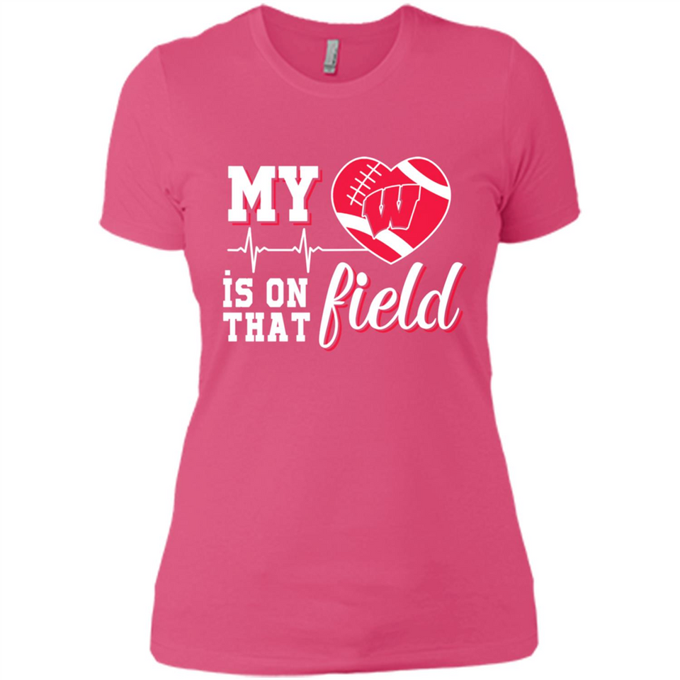 Wisconsin Badgers Football My Heart is on that Field - Ladies' Boyfriend T-Shirt