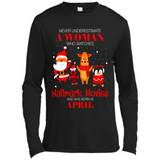 Never Underestimate An April Woman Watches Hallmark Movies Sweatshirt - Canvas Long Sleeve T-Shirt