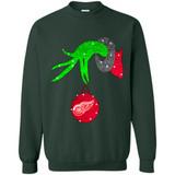 GRINCH HAND HOLDING DETROIT RED WINGS GLITTER CHRISTMAS PINGPONG