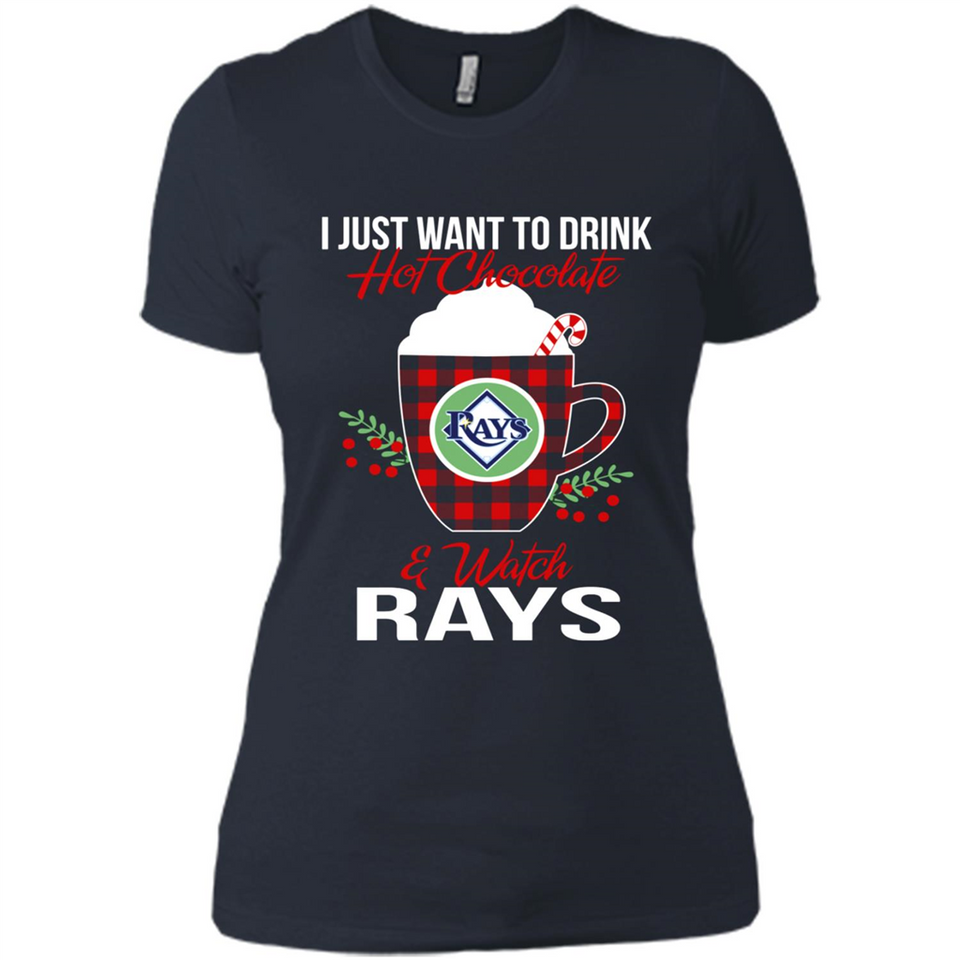 I Just Want To Drink Hot Chocolate & Watch Tampa Bay Rays Ugly Christmas Sweater PINGPONG