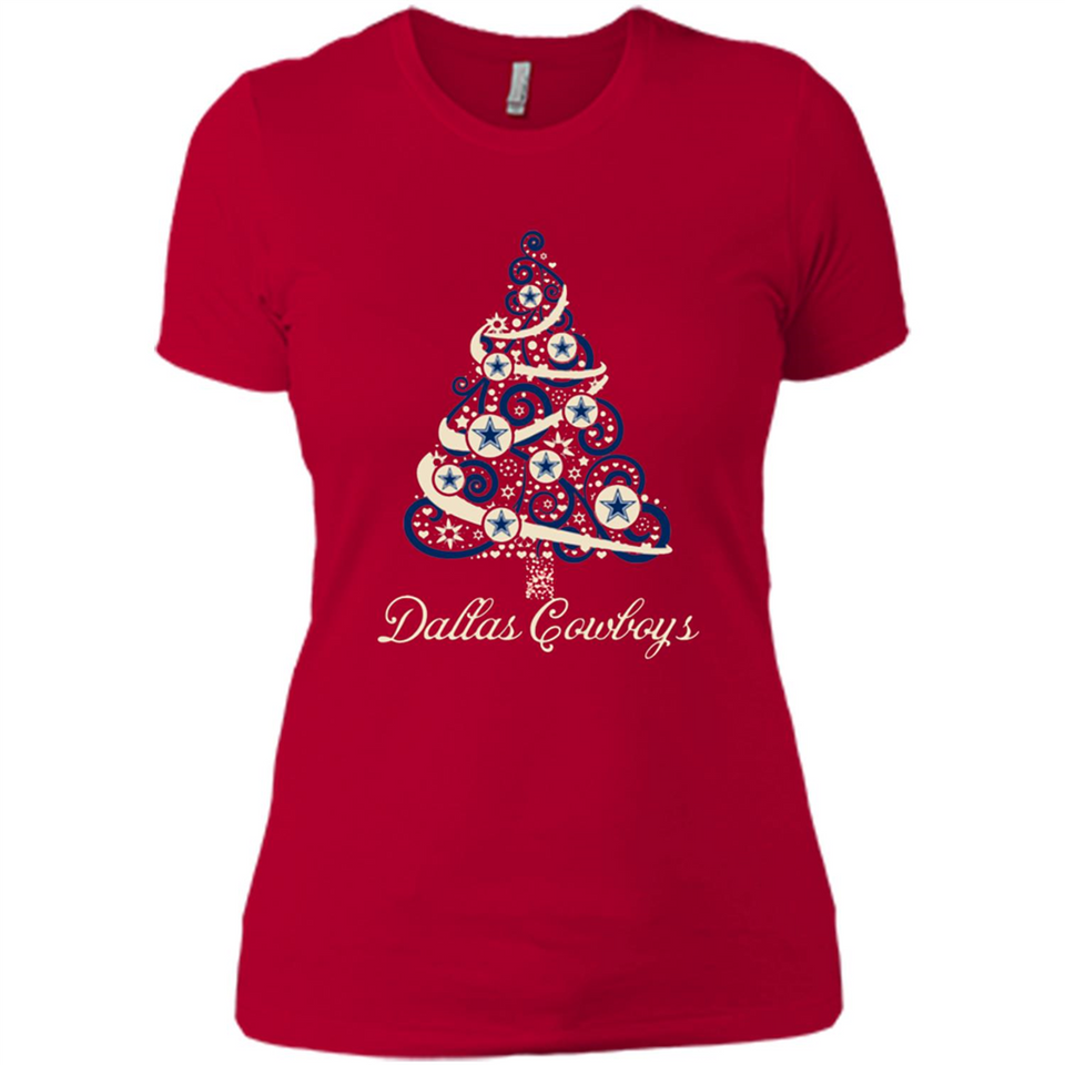 Dallas Cowboys NFL Football Team Logo Christmas Tree T-Shirt - Ladies' Boyfriend T-Shirt