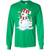 Cute Snowman drink Red Wine Christmas - Long Sleeve T-Shirt
