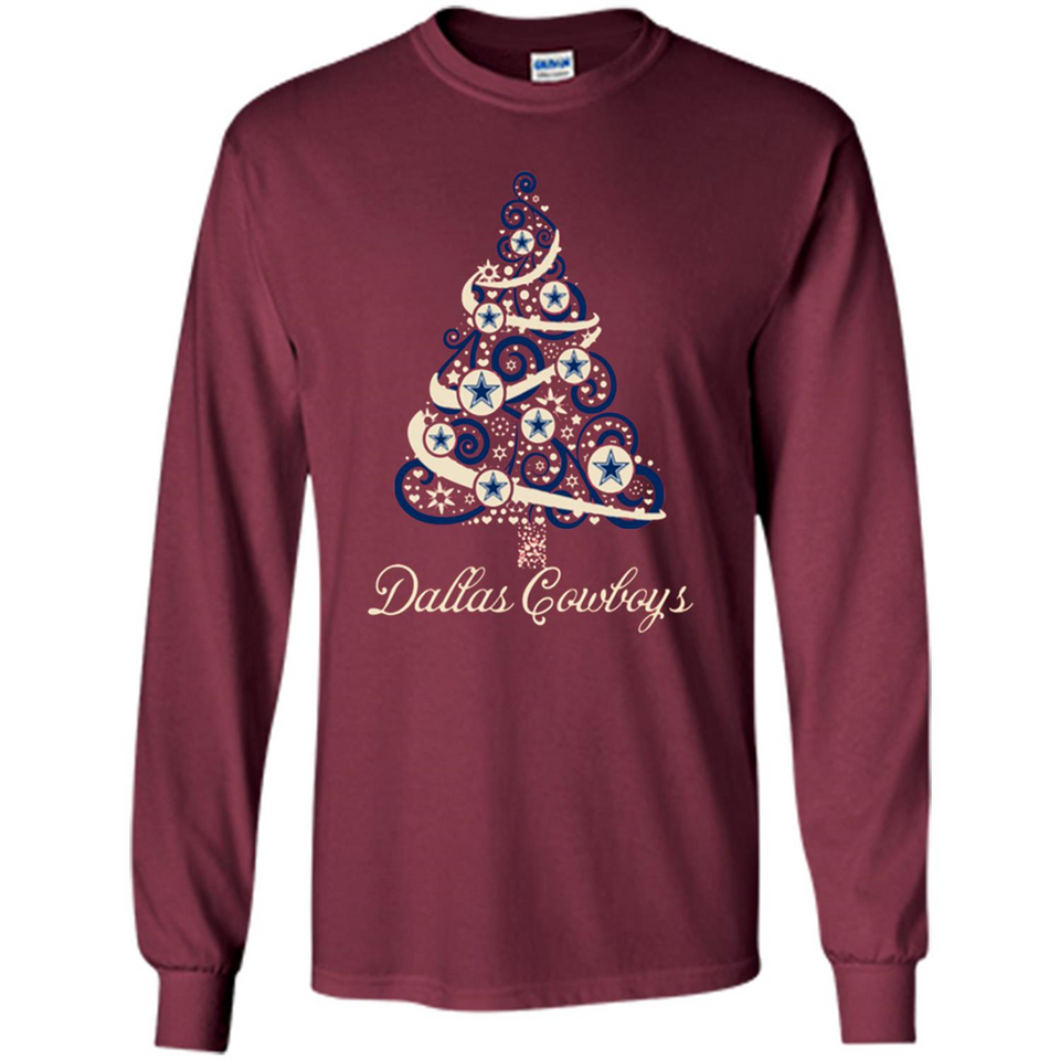 Dallas Cowboys NFL Football Team Logo Christmas Tree T-Shirt - Long Sleeve T-Shirt
