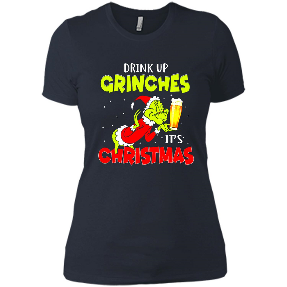 Drink Up Grinches it_s Christmas - Merry Xmas Sweatshirt - Ladies' Boyfriend T-Shirt