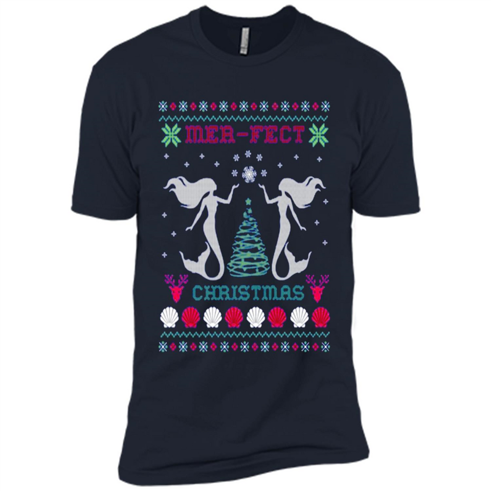Mermaid Mer-Fect Ugly Christmas Sweater - Premium Short Sleeve T-Shirt
