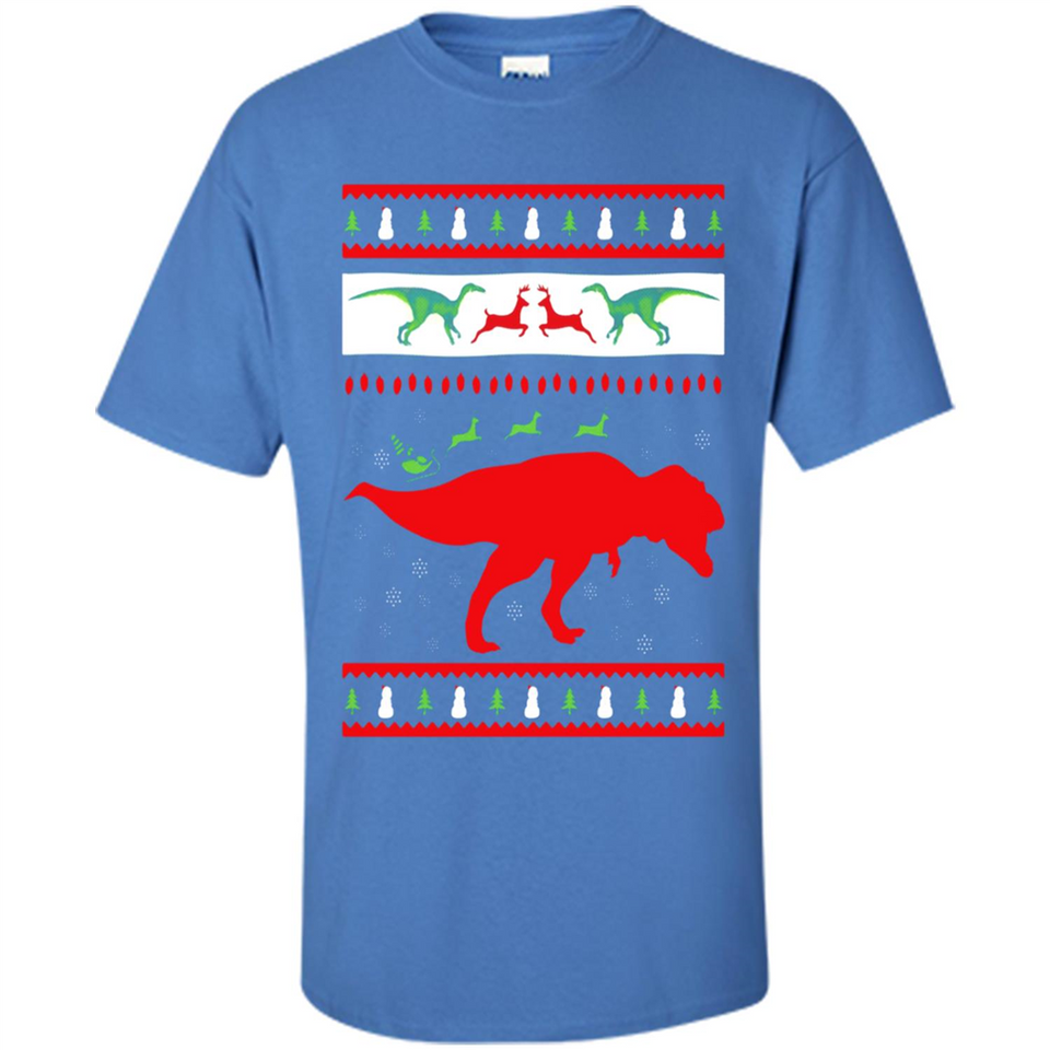 Dinosaur and Santa Clause Ugly Christmas Sweater - Shirt