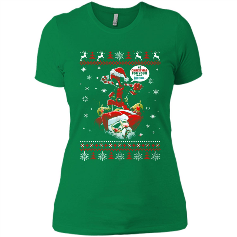 No Christmas for You – Deadpool Santa Claus Ugly Sweater - Ladies' Boyfriend T-Shirt