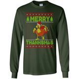 Merry Thankmas Ugly Xmas Thanksgiving Turkey Sweatshirt - Long Sleeve T-Shirt