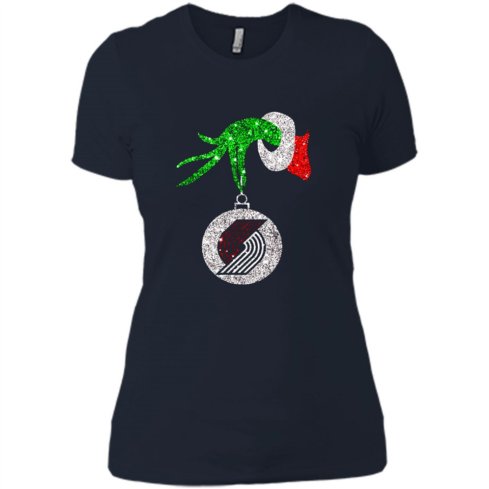 Amazing shirt Portland Trail Blazers Glitter Grinch Monogram Ornament Christmas - Ladies' Boyfriend T-Shirt