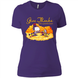 Snoopy Thanksgiving Give Thanks With A Grateful Heart - Ladies' Boyfriend T-Shirt