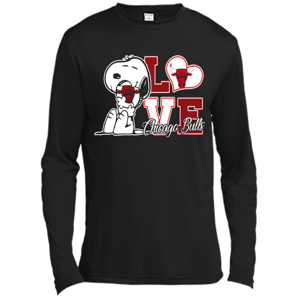 Snoopy loves NBA Chicago Bulls - Canvas Long Sleeve T-Shirt