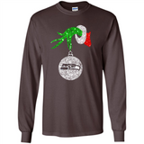 Funny Seattle Seahawks Glitter Grinch Monogram Ornament Christmas Gift - Long Sleeve T-Shirt