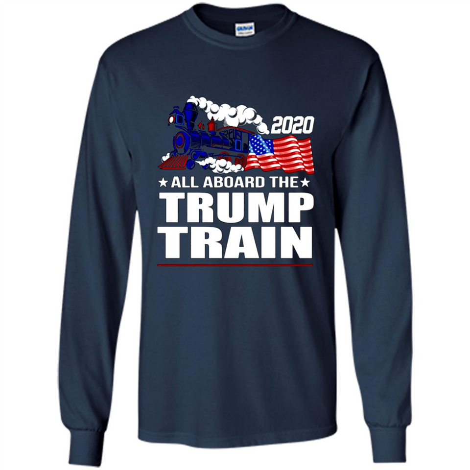 All Board The Trump Train 2020 Patriotic U.S Flag pingpong - Long Sleeve T-Shirt