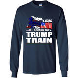 All Board The Trump Train 2020 Patriotic U.S Flag pingpong - Long Sleeve T-Shirt