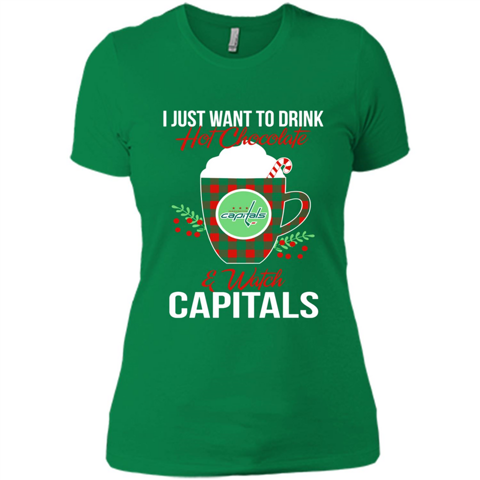 I Just Want To Drink Hot Chocolate & Watch Washington Capitals Ugly Christmas Sweater PINGPONG