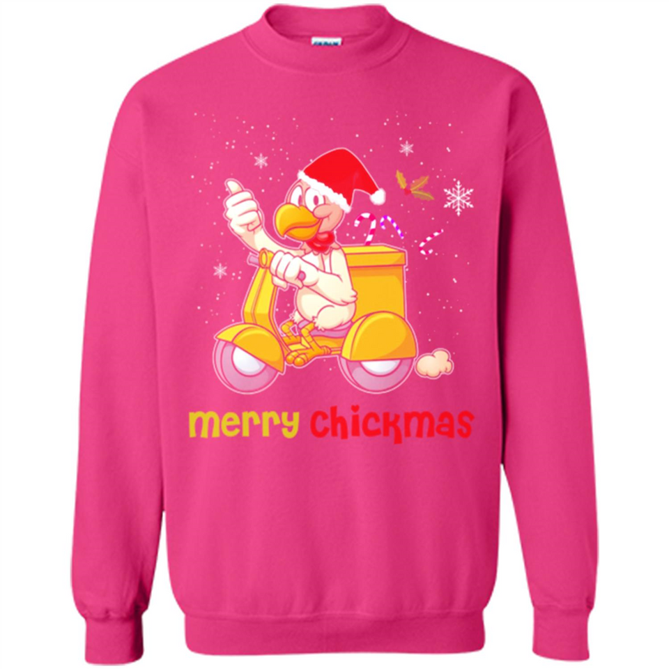 Funny Santa Christmas Chicken Shirt - Merry Chickmas - Sweatshirt