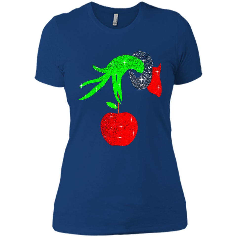 Christmas The Grinch Hand Holding Apple Ornament sweater - Ladies' Boyfriend T-Shirt