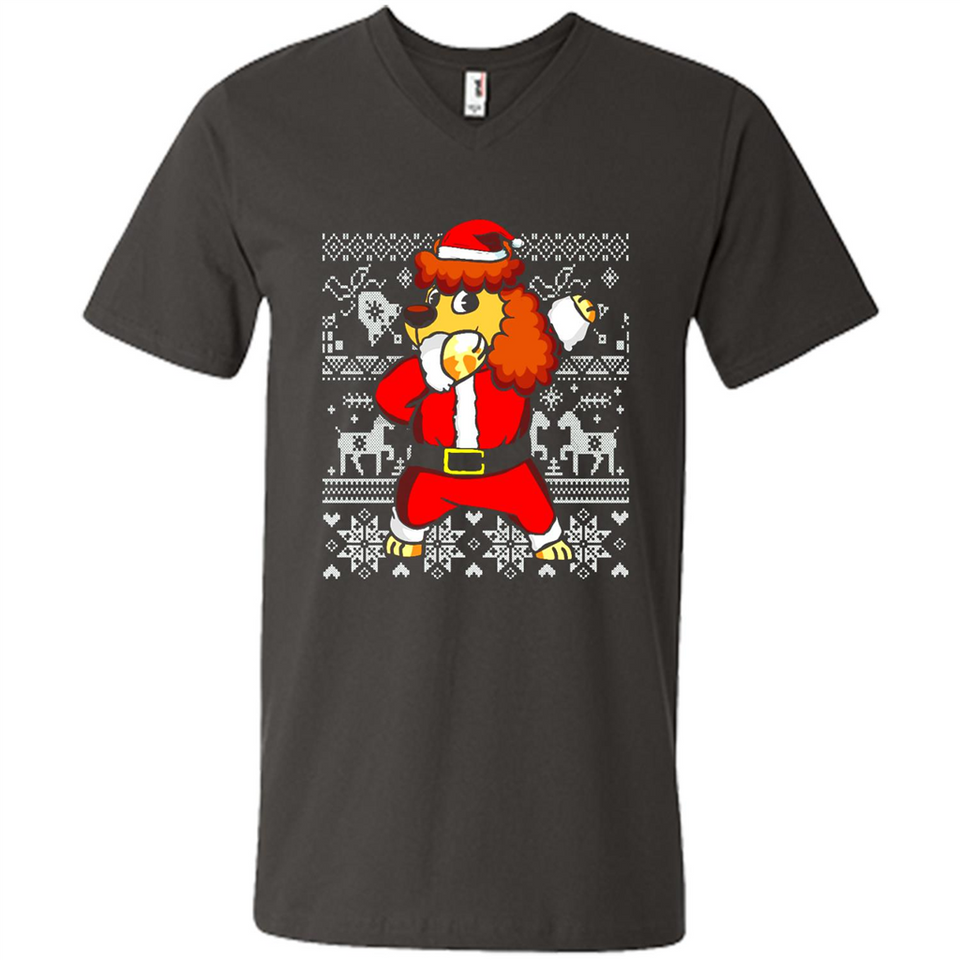 Dabbing Poodle Santa Christmas Holiday Sweatshirt - Men's V-Neck