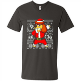 Dabbing Poodle Santa Christmas Holiday Sweatshirt - Men's V-Neck