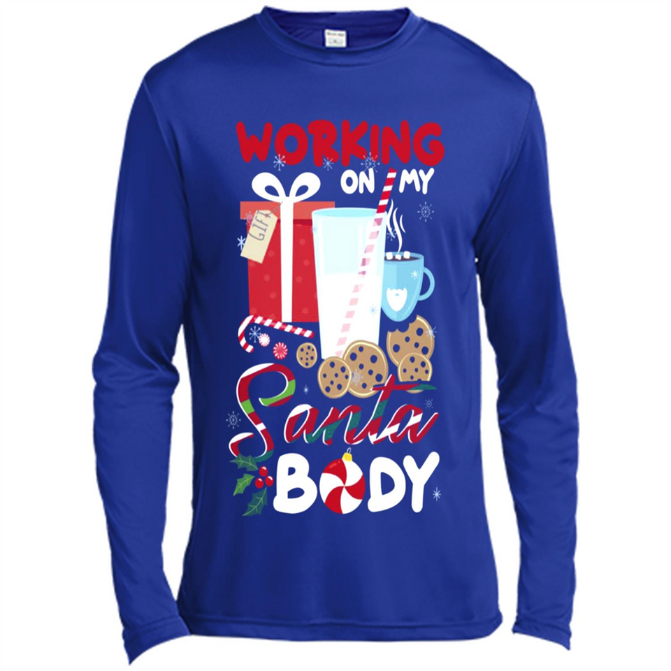 Working On My Santa Body Funny Christmas Gift Sleeve Xmas - Canvas Long Sleeve T-Shirt