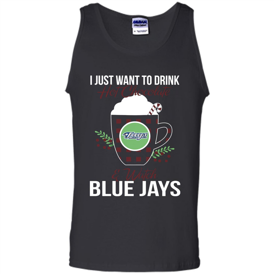 I Just Want To Drink Hot Chocolate & Watch Toronto Blue Jays Ugly Christmas Sweater PINGPONG