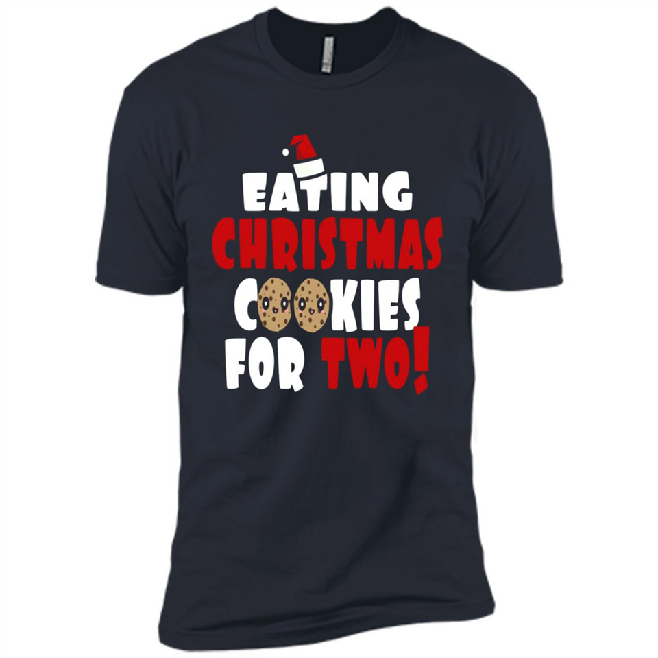Womens Funny Eating Christmas Cookies For Two Pregnancy - Premium Short Sleeve T-Shirt