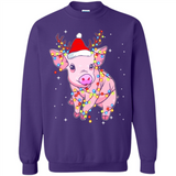 Christmas Lights Pig Wearing Santa Hat Funny Xmas - Sweatshirt