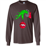 GRINCH HAND HOLDING DENVER BRONCOS GLITTER CHRISTMAS PINGPONG