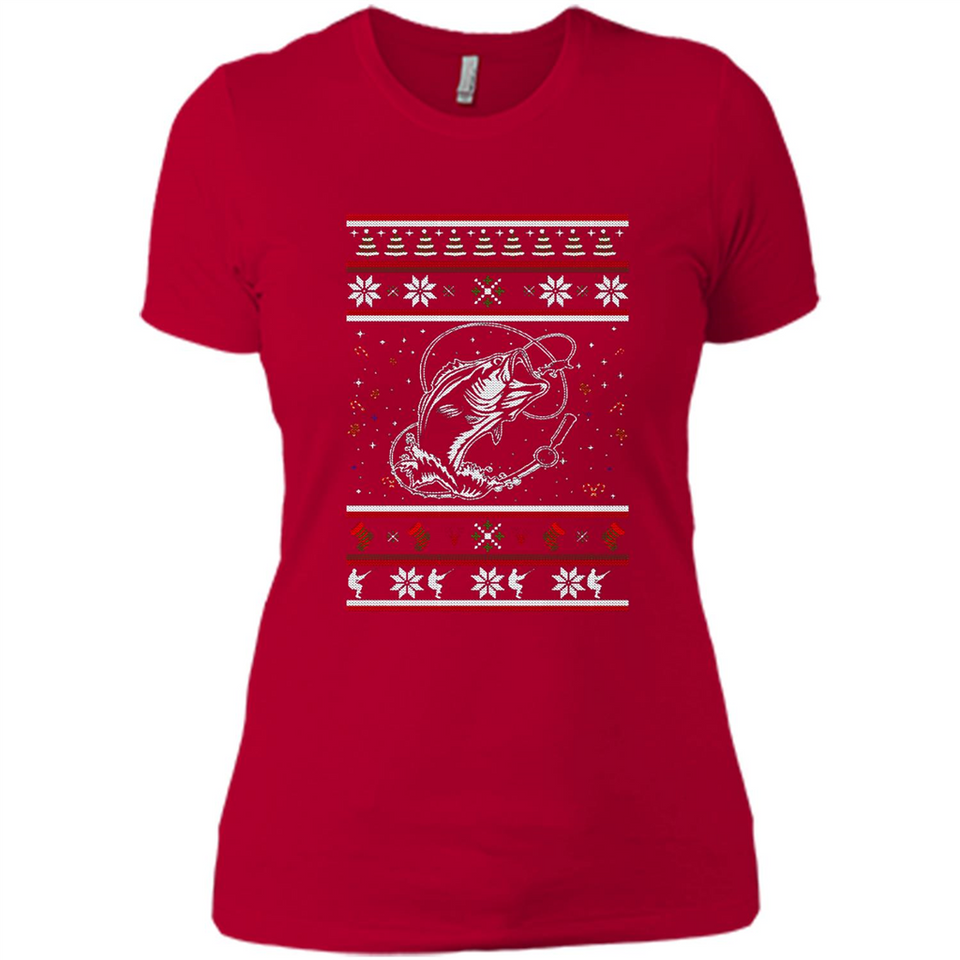 Christmas Ugly Sweater Fishing Ugly Christmas Sweater - Ladies' Boyfriend T-Shirt