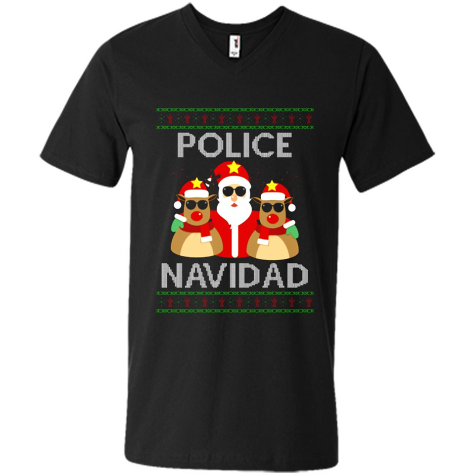 FUNNY POLICE NAVIDAD T-SHIRT Santa Christmas Party - Men's V-Neck