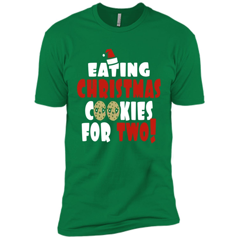 Womens Funny Eating Christmas Cookies For Two Pregnancy - Premium Short Sleeve T-Shirt
