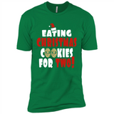 Womens Funny Eating Christmas Cookies For Two Pregnancy - Premium Short Sleeve T-Shirt