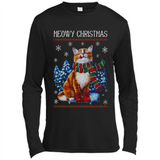 Christmas Ugly Sweater Cat With Christmas Meowy Chritstmas - Canvas Long Sleeve T-Shirt