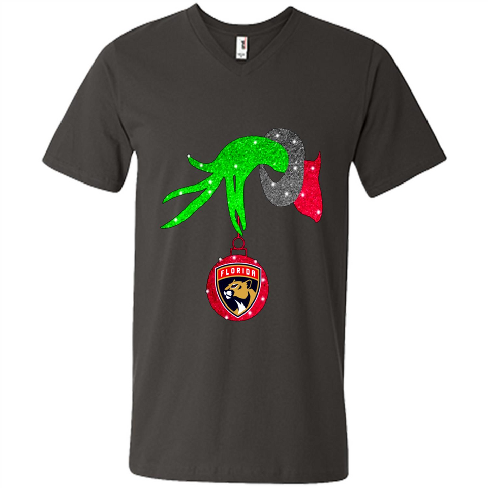 GRINCH HAND HOLDING FLORIDA PANTHERS GLITTER CHRISTMAS PINGPONG
