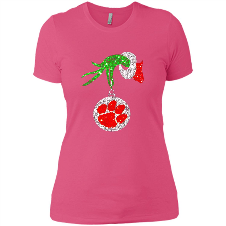Amazing tee Clemson Tigers Glitter Grinch Monogram Ornament Christmas Gift - Ladies' Boyfriend T-Shirt