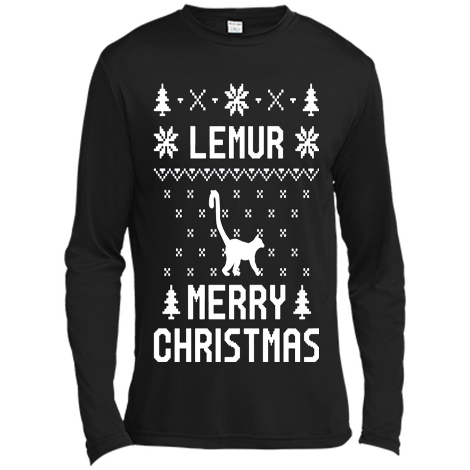 Vintage Tee For Women Men Graphic Shirts Lemur Ugly Christmas Sweater - Canvas Long Sleeve T-Shirt