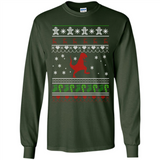 Dinosaur and Santa Ugly Christmas Sweater - Long Sleeve T-Shirt