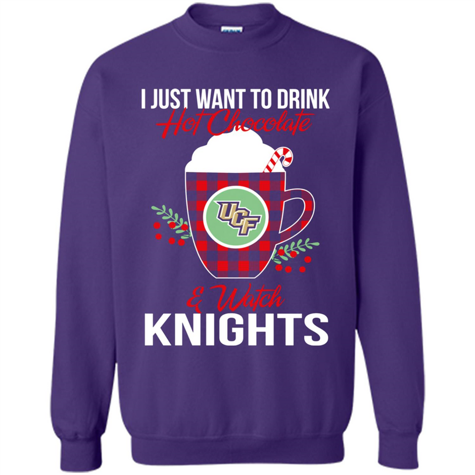 I Just Want To Drink Hot Chocolate & Watch UCF Knights Ugly Christmas Sweater PINGPONG