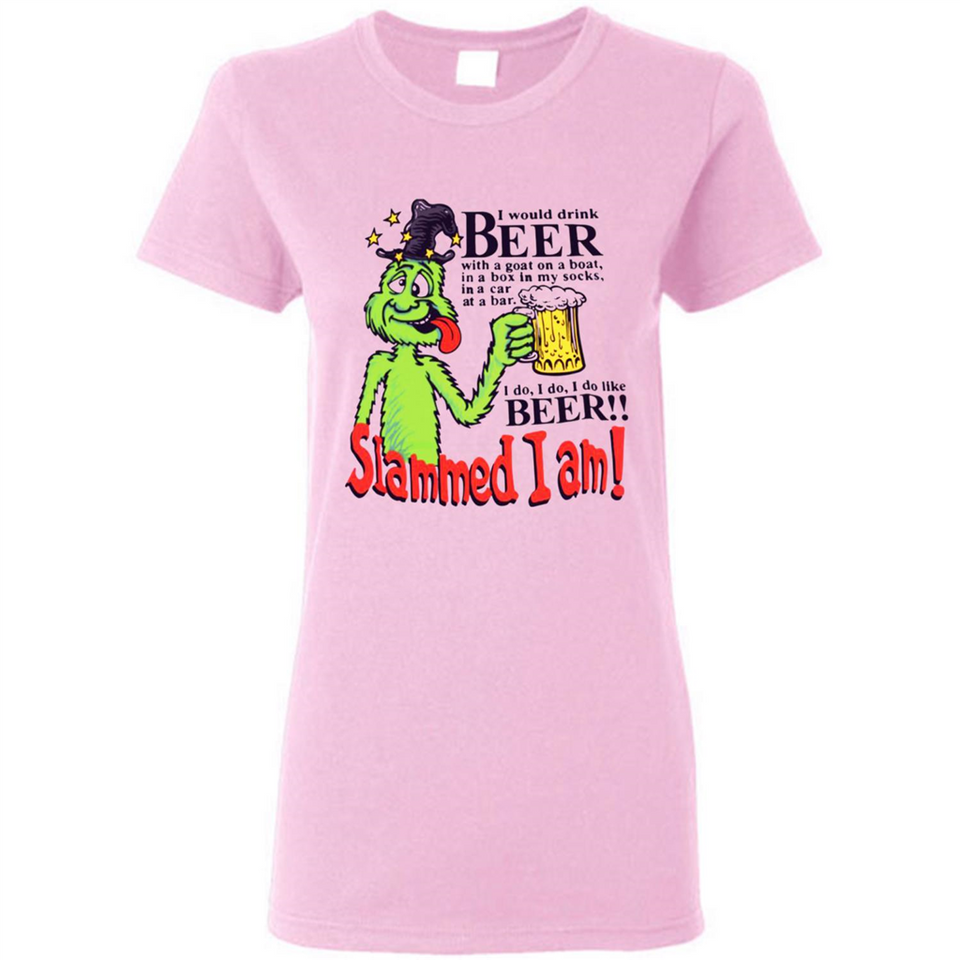 Slammed I Am I Would Drink Beer With A Goat On A Boat Shirt - Ladies Short-Sleeve