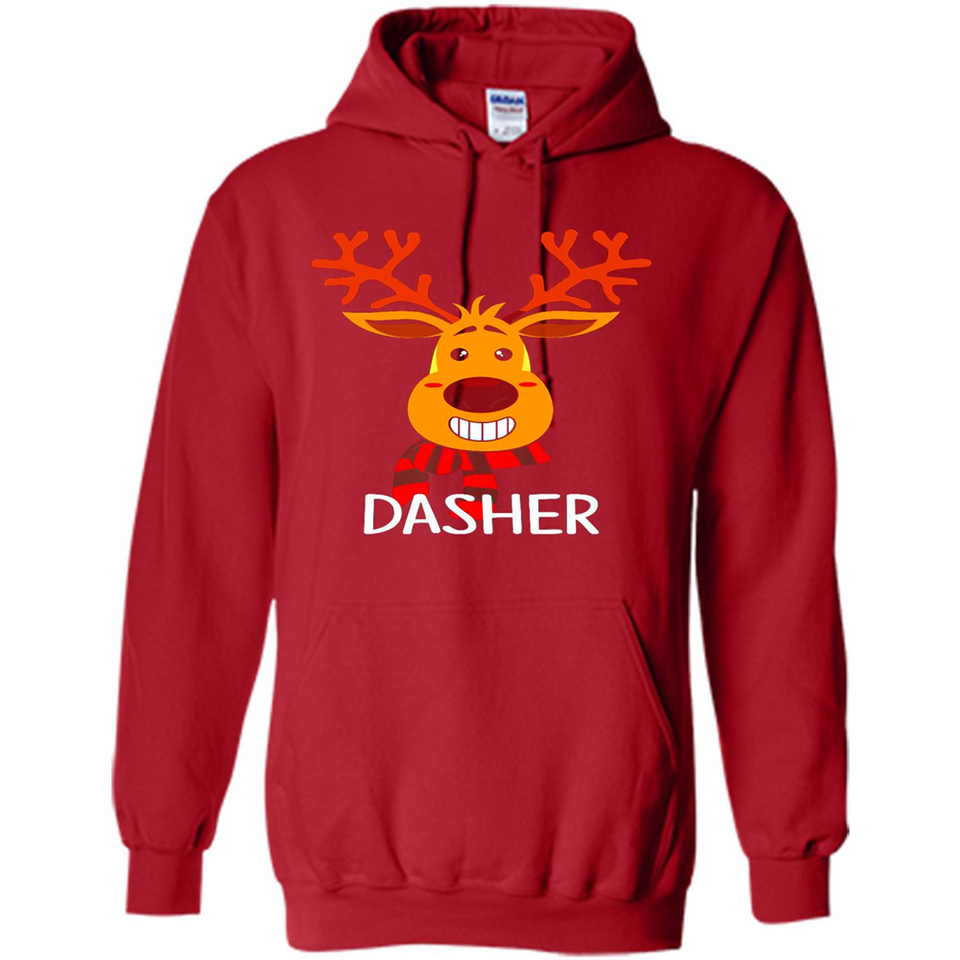 Dasher Reindeer Santa Claus Funny Xmas Holiday T-Shirt - Hoodie