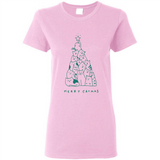 Merry Catmas Funny Cat Christmas Tree Sweatshirt - Ladies Short-Sleeve