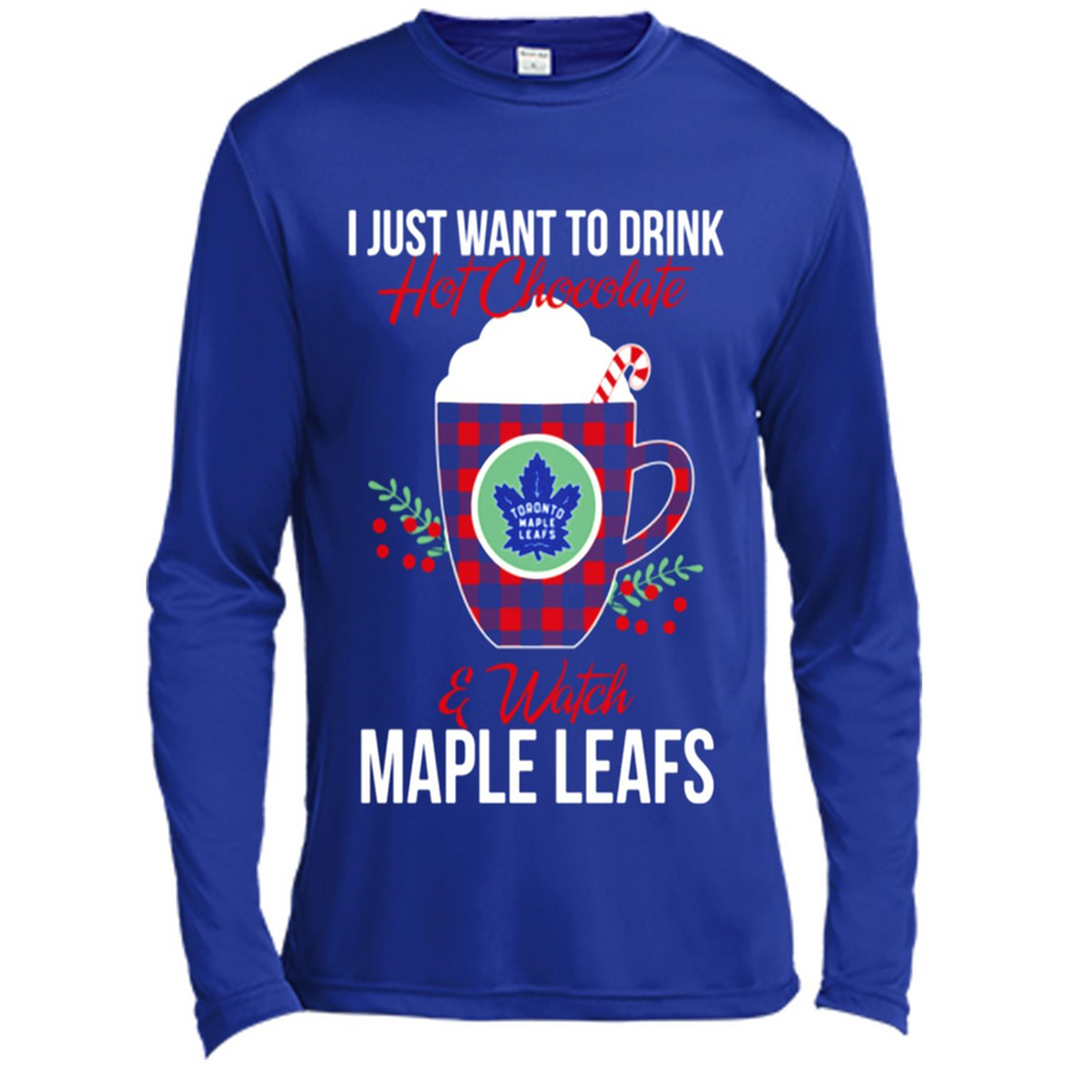 I Just Want To Drink Hot Chocolate & Watch Toronto Maple Leafs Ugly Christmas Sweater PINGPONG